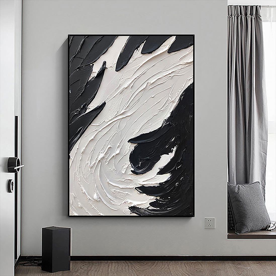 Black and White 08 by Palette Knife wall decor Oil Paintings